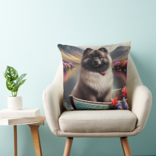 Keeshond op een peddel: Een Schilderachtig avontuu Kussen