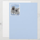 Keeshond Paar van Kees Schilderen Originele Dieren (Voorkant / Achterkant)