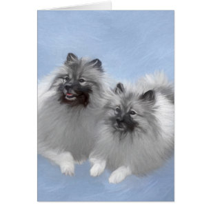 Keeshond Paar van Kees Schilderen Originele Dieren