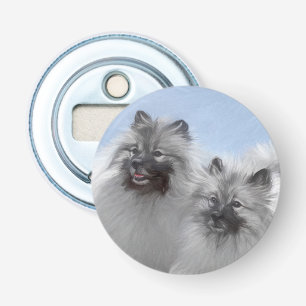 Keeshond Paar van Kees Schilderen Originele Dieren Button Flesopener