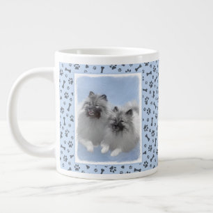 Keeshond Paar van Kees Schilderen Originele Dieren Extra Grote Beker