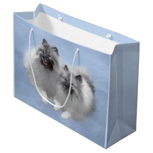 Keeshond Paar van Kees Schilderen Originele Dieren Groot Cadeauzakje
