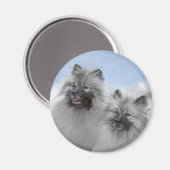 Keeshond Paar van Kees Schilderen Originele Dieren Magneet (Voorkant / Achterkant)