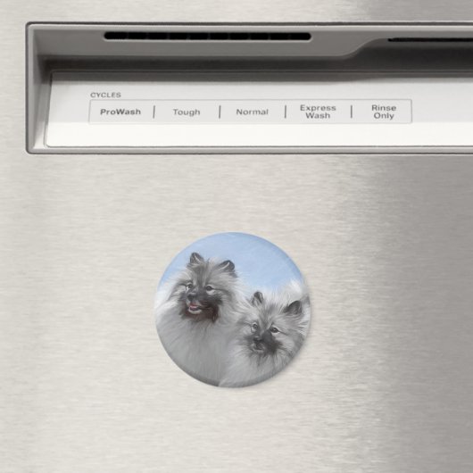 Keeshond Paar van Kees Schilderen Originele Dieren Magneet (Insitu (Vaatwasser))