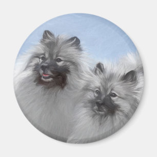 Keeshond Paar van Kees Schilderen Originele Dieren Magneet