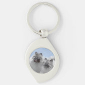 Keeshond Paar van Kees Schilderen Originele Dieren Sleutelhanger (Voorkant)