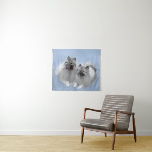 Keeshond Paar van Kees Schilderen Originele Dieren Wandkleed