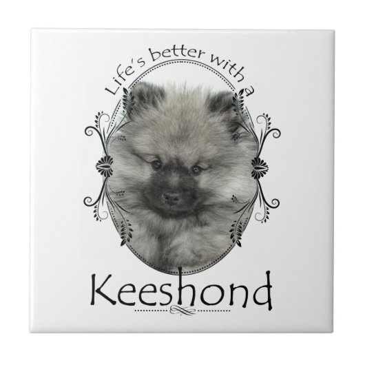 Keeshond Puppy Ceramic Tile Tegeltje (Voorkant)
