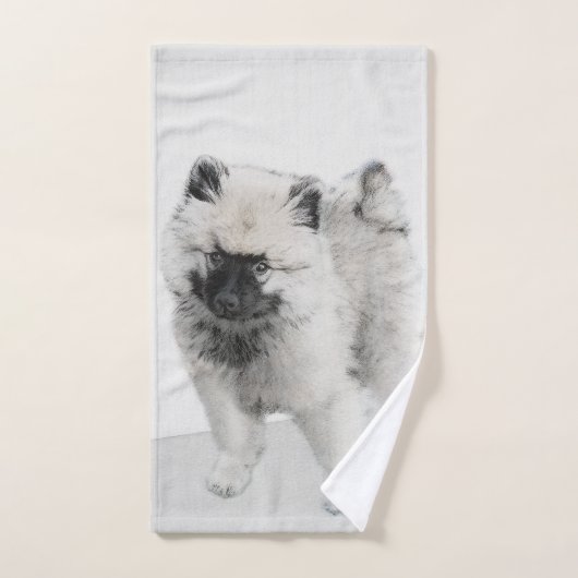 Keeshond Puppy Drawing - Cute Original Dog Art Bad Handdoek (Handdoek)