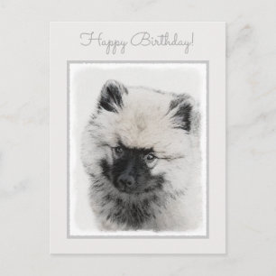 Keeshond Puppy Drawing - Cute Original Dog Art Briefkaart