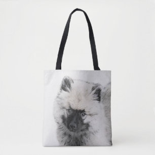 Keeshond Puppy Drawing - Cute Original Dog Art Draagtas