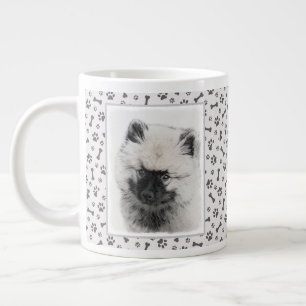 Keeshond Puppy Drawing - Cute Original Dog Art Extra Grote Beker