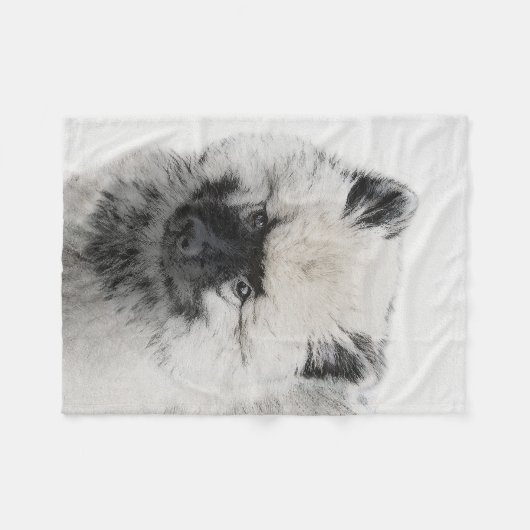 Keeshond Puppy Drawing - Cute Original Dog Art Fleece Deken (Voorkant (Horizontaal))