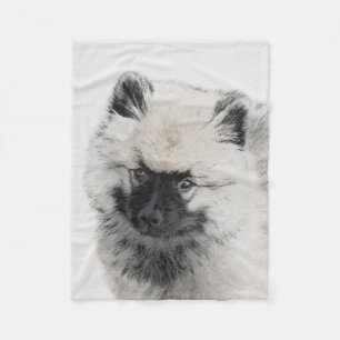 Keeshond Puppy Drawing - Cute Original Dog Art Fleece Deken