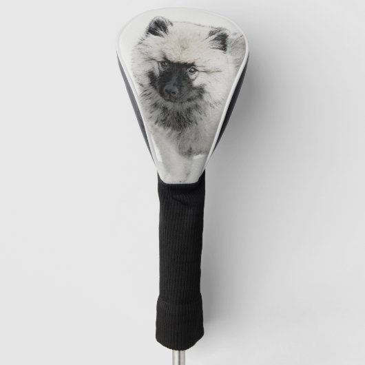 Keeshond Puppy Drawing - Cute Original Dog Art Golfheadcover (Voorkant)