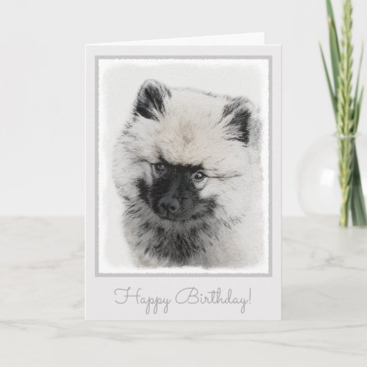 Keeshond Puppy Drawing - Cute Original Dog Art Kaart (Voorkant)