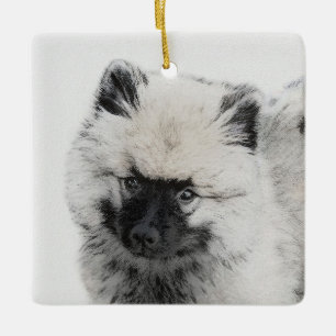 Keeshond Puppy Drawing - Cute Original Dog Art Keramisch Ornament