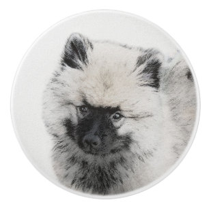 Keeshond Puppy Drawing - Cute Original Dog Art Keramische Knop