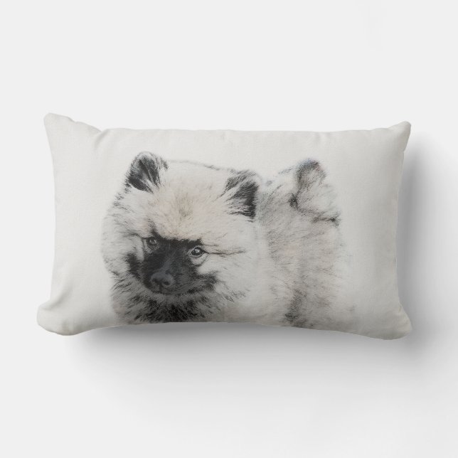 Keeshond Puppy Drawing - Cute Original Dog Art Kussen (Voorkant)