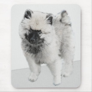 Keeshond Puppy Drawing - Cute Original Dog Art Muismat