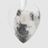 Keeshond Puppy Drawing - Cute Original Dog Art Ornament (voorkant)