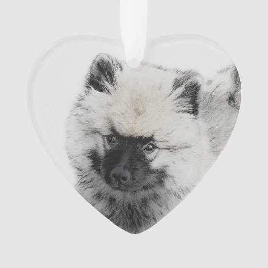 Keeshond Puppy Drawing - Cute Original Dog Art Ornament (voorkant)