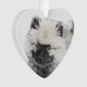 Keeshond Puppy Drawing - Cute Original Dog Art Ornament (voorkant)