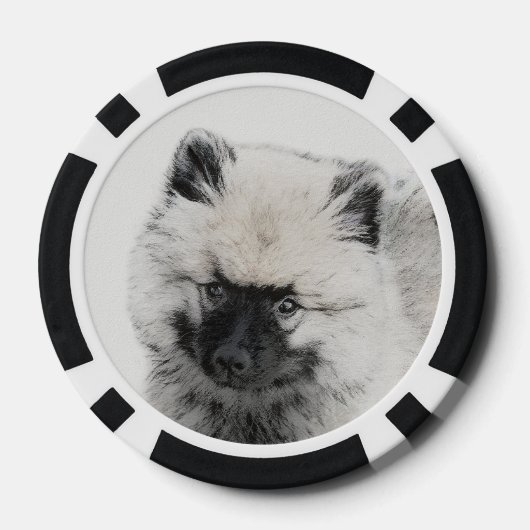 Keeshond Puppy Drawing - Cute Original Dog Art Poker Chips (Achterkant)