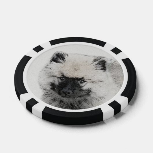 Keeshond Puppy Drawing - Cute Original Dog Art Poker Chips (Enkel)