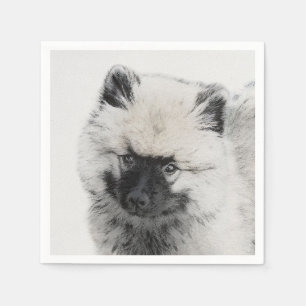 Keeshond Puppy Drawing - Cute Original Dog Art Servet