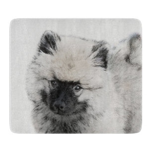 Keeshond Puppy Drawing - Cute Original Dog Art Snijplank