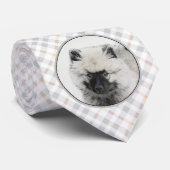 Keeshond Puppy Drawing - Cute Original Dog Art Stropdas (Opgerold)