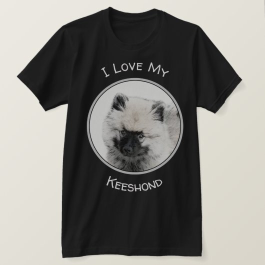 Keeshond Puppy Drawing - Cute Original Dog Art T-shirt (Design voorkant)