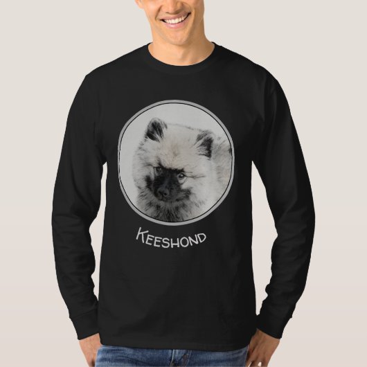 Keeshond Puppy Drawing - Cute Original Dog Art T-shirt (Voorkant)