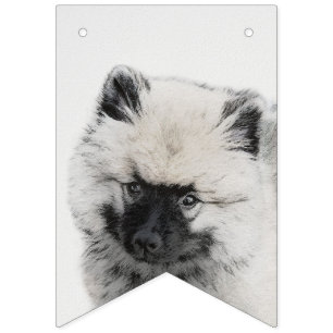 Keeshond Puppy Drawing - Cute Original Dog Art Vlaggetjes