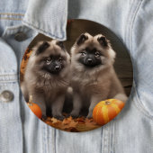 Keeshond Puppy Herfst Delight Pompoen Ronde Button 6,0 Cm (In situ)