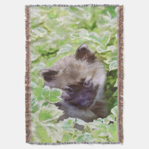 Keeshond Puppy in de Garden Painting Originele Kun Deken