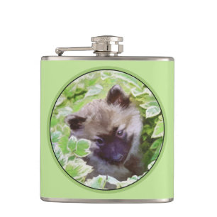 Keeshond Puppy in de Garden Painting Originele Kun Heupfles