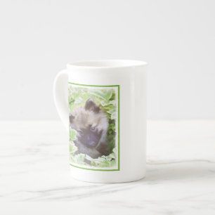 Keeshond Puppy in de Garden Painting Originele Kun Porselein Kop