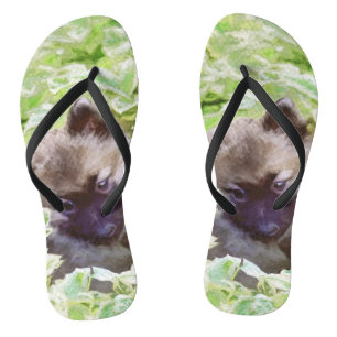 Keeshond Puppy in de Garden Painting Originele Kun Teenslippers