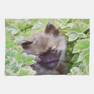 Keeshond Puppy in de Garden Painting Originele Kun Theedoek