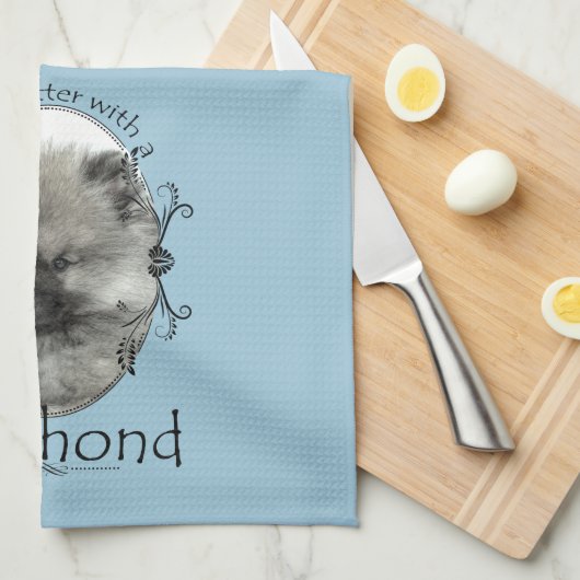 Keeshond Puppy Keuken Handdoek (Quarter Fold)