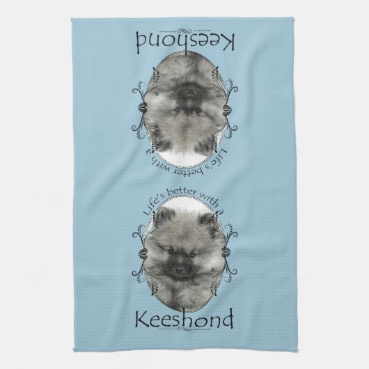 Keeshond Puppy Keuken Handdoek (Verticaal)