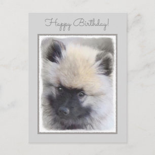 Keeshond Puppy Painting - Cute Original Dog Art Briefkaart