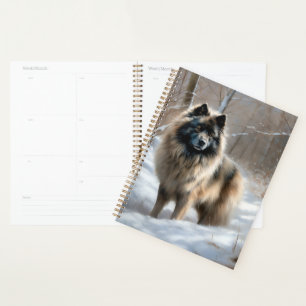 Keeshond Qu'il neige Noël