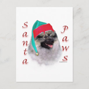 Keeshond Santa Paws Feestdagenkaart
