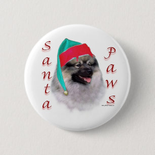 Keeshond Santa Paws Ronde Button 5,7 Cm