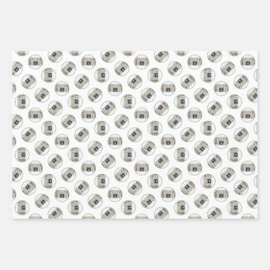 Keeshond Schilderen Kerstmis Puppy door open haard Inpakpapier Vel (Voorkant 2)