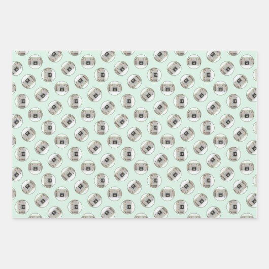 Keeshond Schilderen Kerstmis Puppy door open haard Inpakpapier Vel (Voorkant)