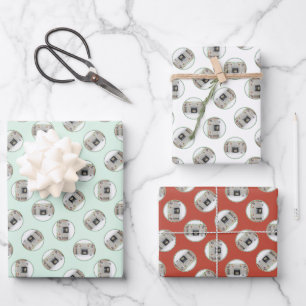 Keeshond Schilderen Kerstmis Puppy door open haard Inpakpapier Vel